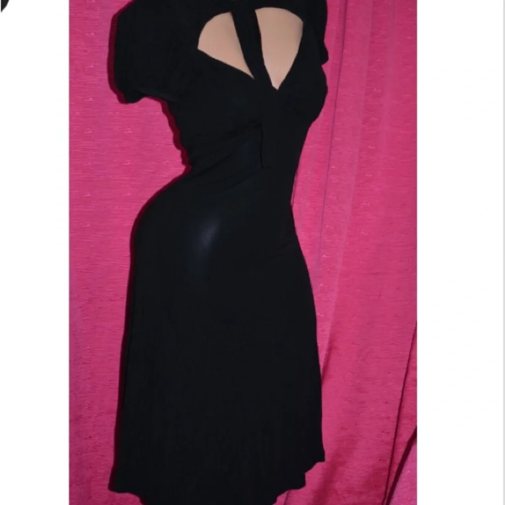 Betsey johnson black peephole dress pinup housewife bombshell dollbaby vintage - Picture 4 of 5
